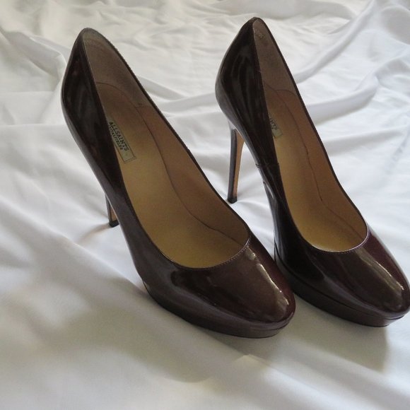 AllSaints Spitalfields  Burgundy Platform Heels - Picture 1 of 11